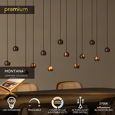 Lucide MONTANA - Lámpara colgante - LED Regul. - CCT - 13x5,7W 2700K/4000K - Café | Premium